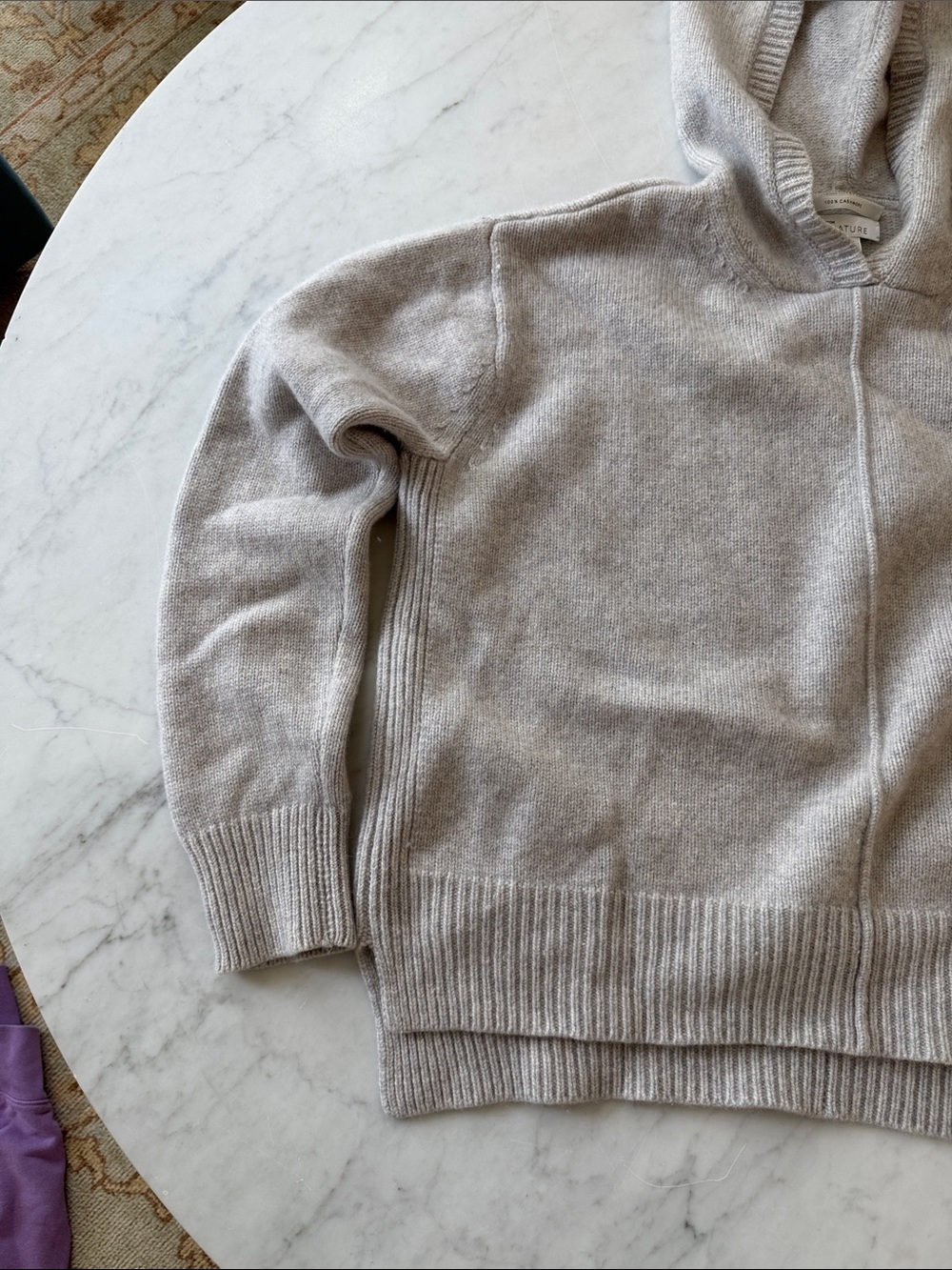 Signature Light Gray Cashmere Hoodie Sweater - Picture 2 of 7